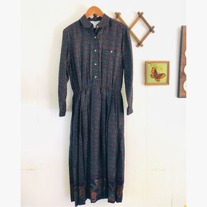 Vintage Lands End Patterned Maxi Dress